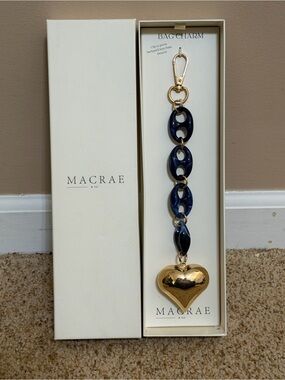 Gold Heart & Navy Link Bag Charm